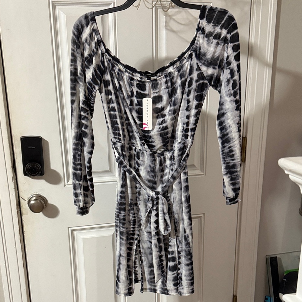 Black and White Tie-Dye Women's Dress